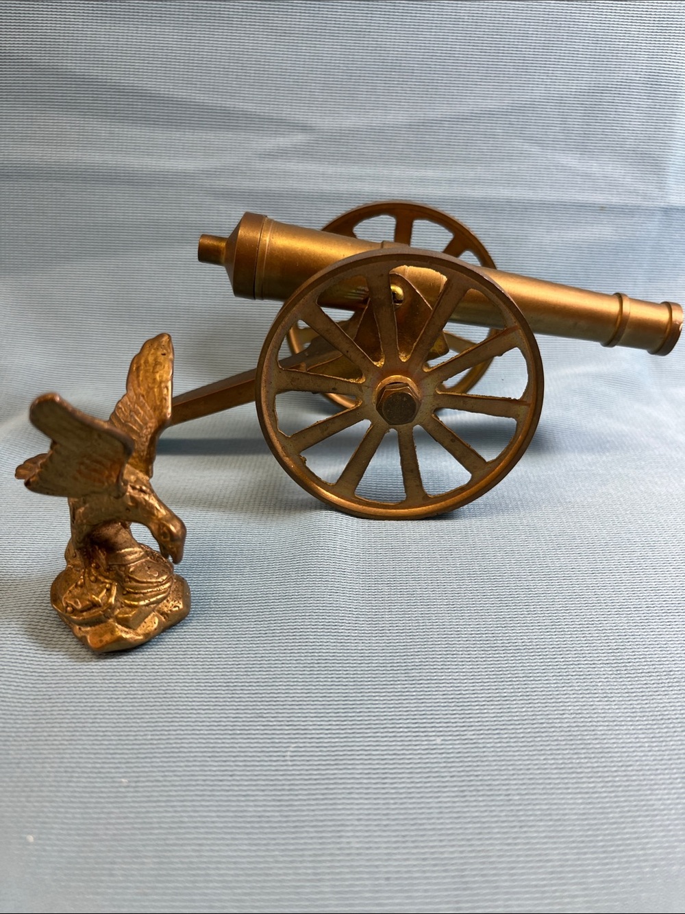 Brass Cannon and Eagle Figure